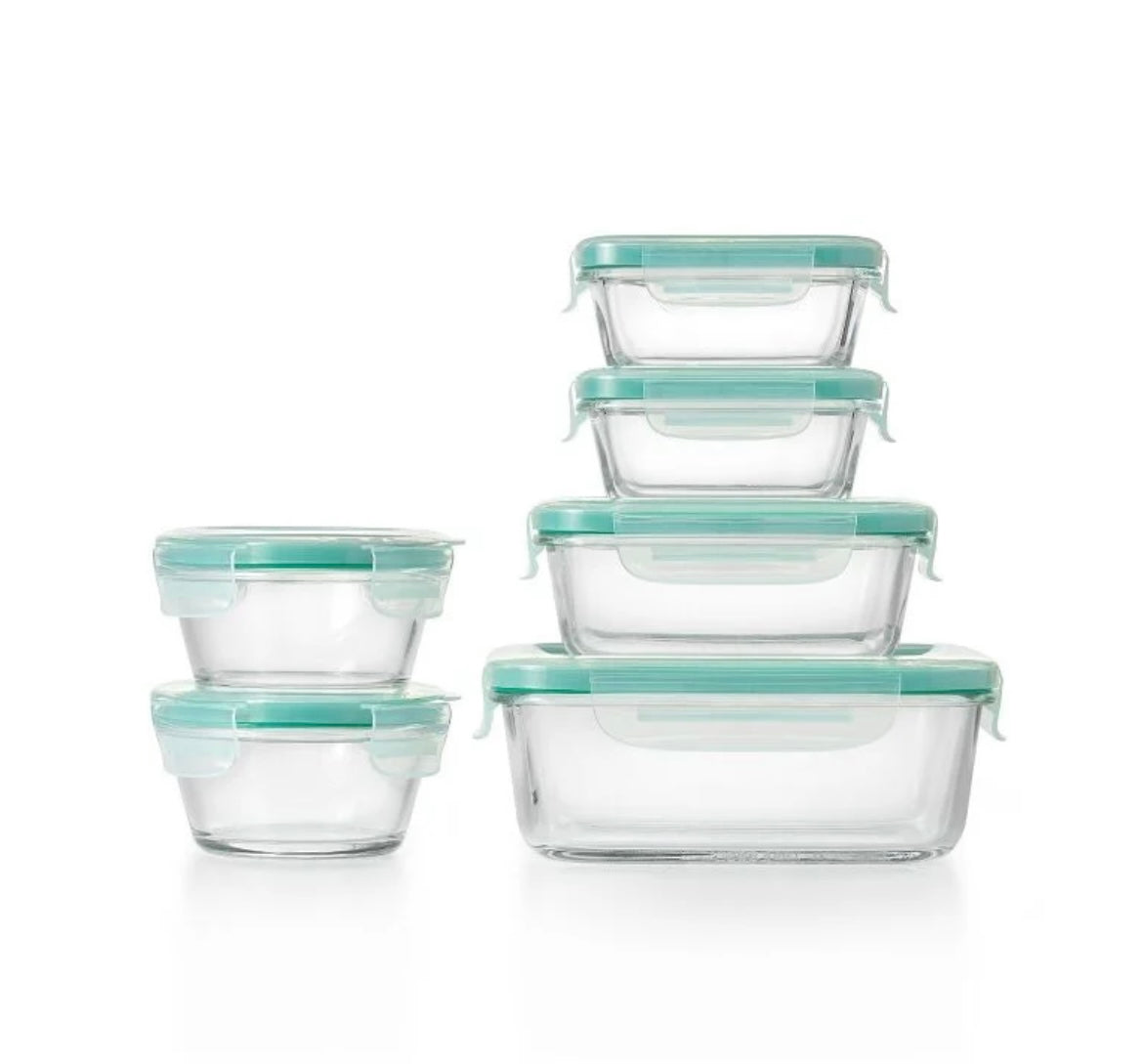 OXO Smart Seal Glass Storage Containers 12Pc